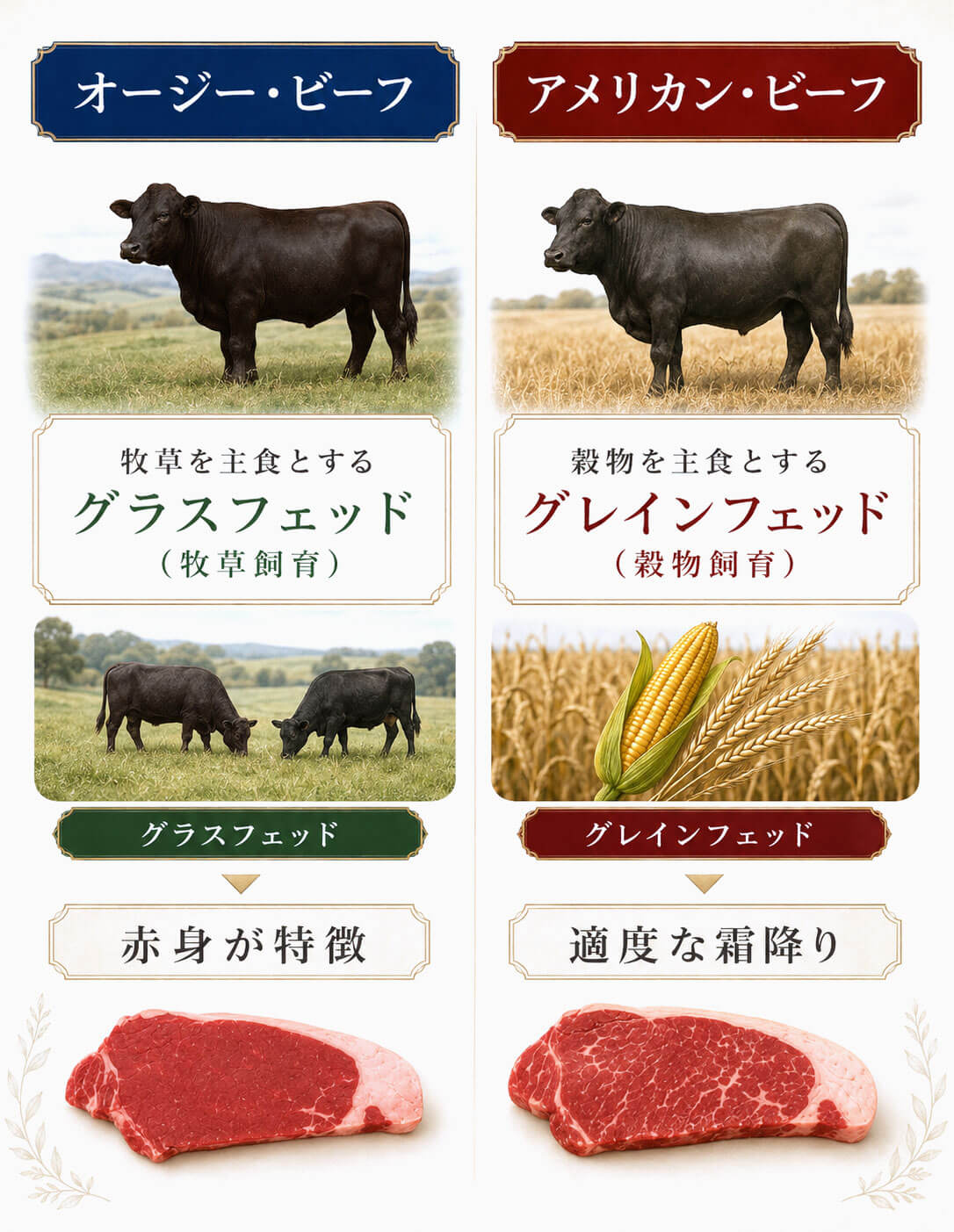 オージービーフとアメリカンビーフの違い