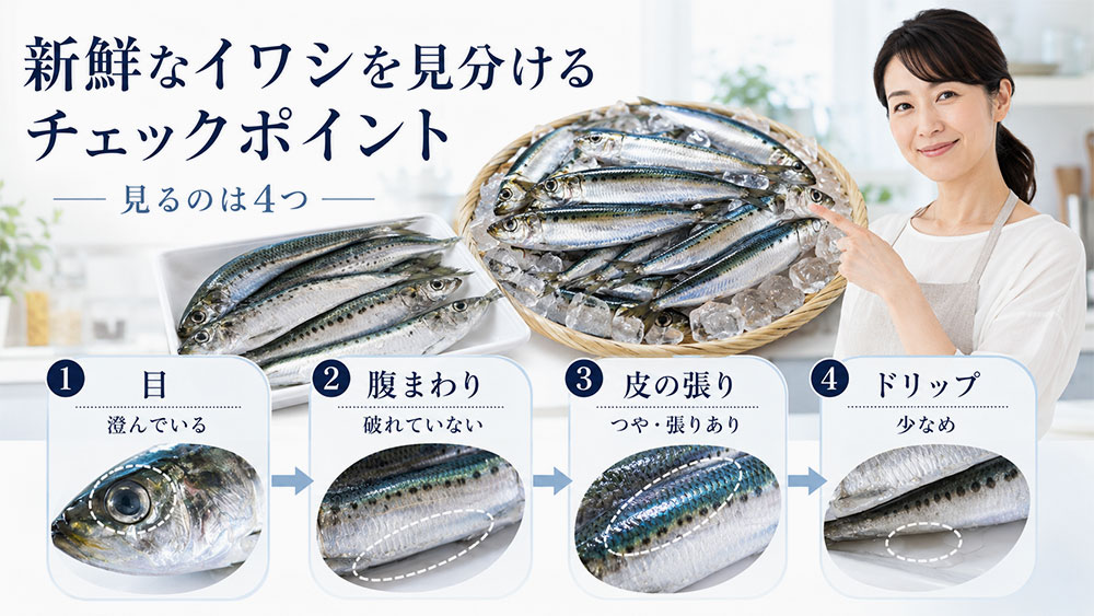 新鮮なイワシを見分けるチェックポイント