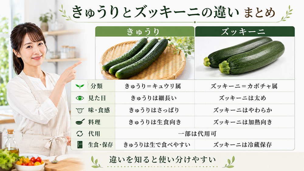 きゅうりとズッキーニはどう違う:まとめ