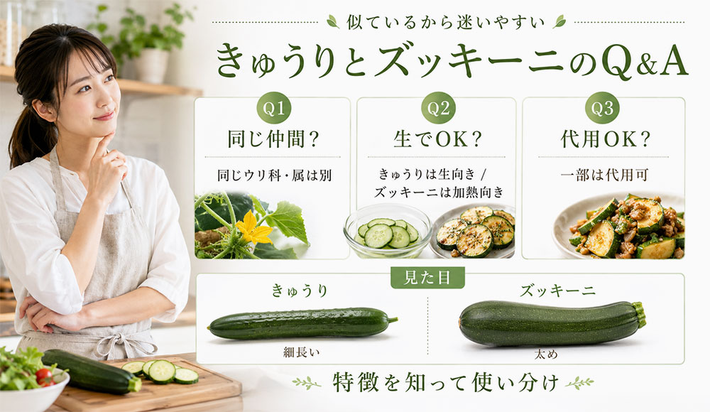 きゅうりとズッキーニの違いに関するよくある質問