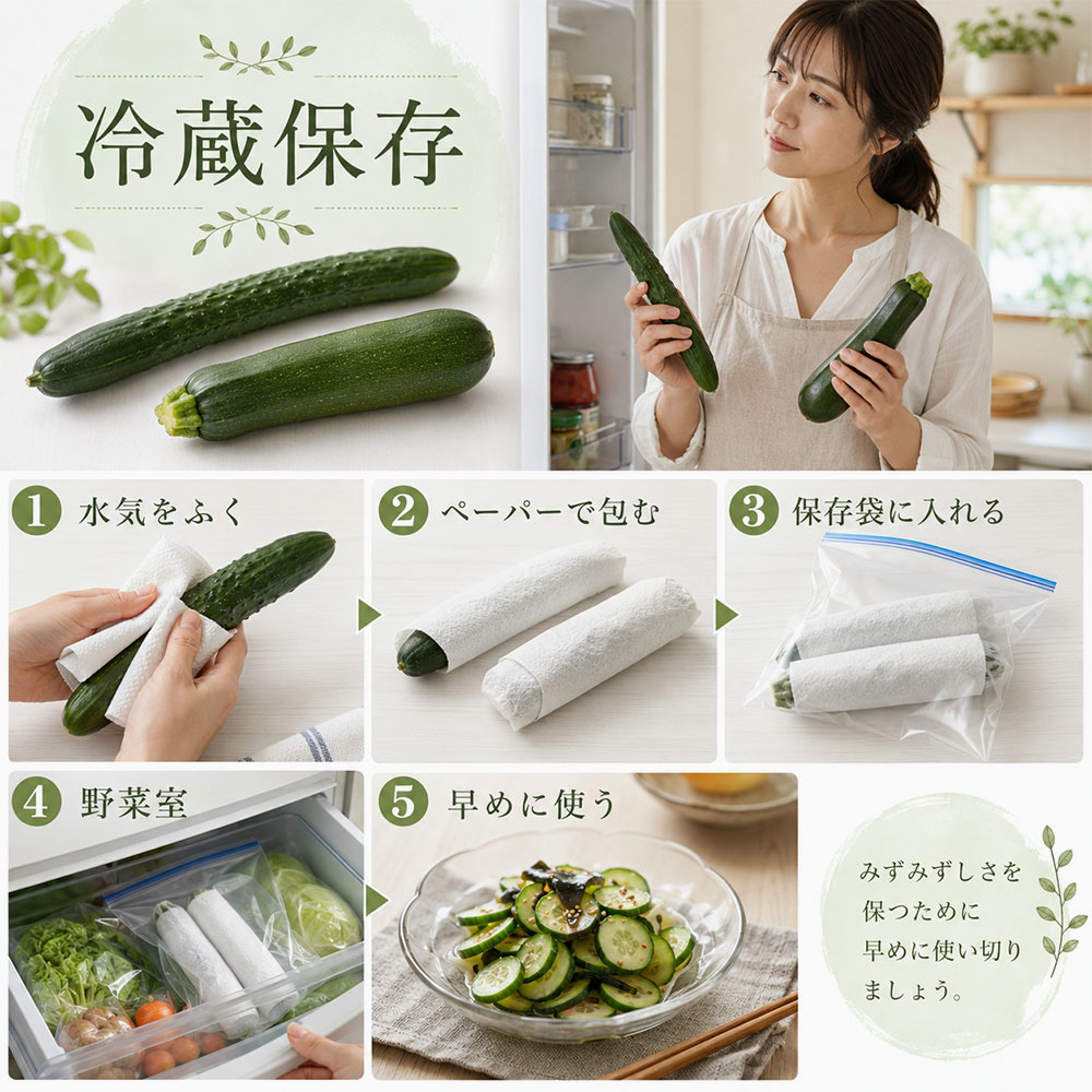 きゅうりとズッキーニの保存方法