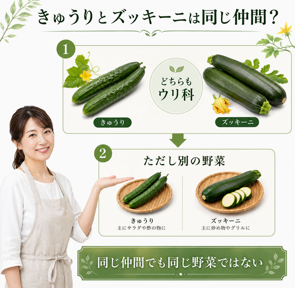 きゅうりとズッキーニは同じ仲間?