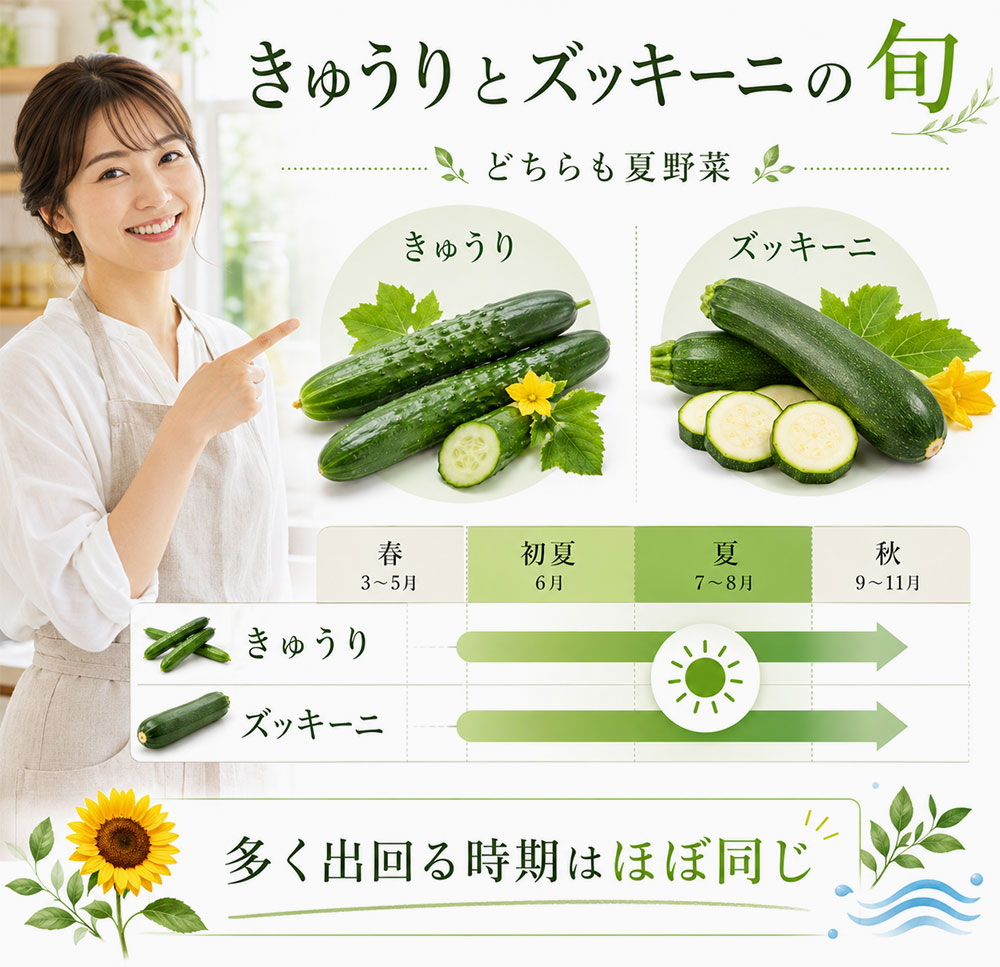 きゅうりとズッキーニの旬の時期