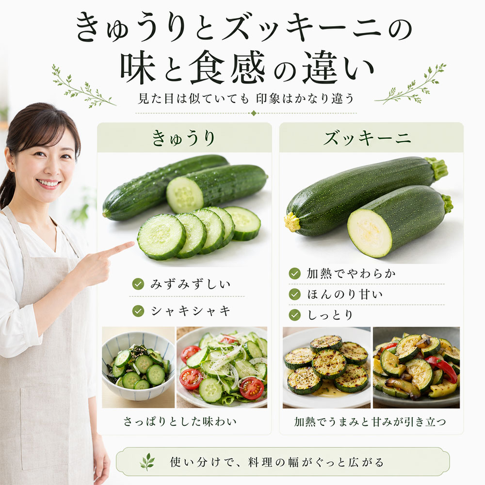 きゅうりとズッキーニの味と食感の違い