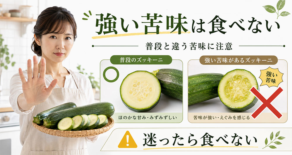 強い苦味があるズッキーニは食べない