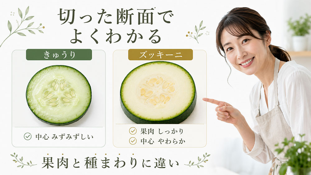 切った断面でわかる果肉と種の違い