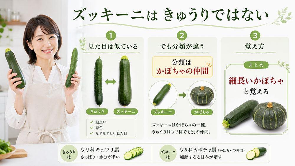 ズッキーニはきゅうりではなく、かぼちゃの仲間