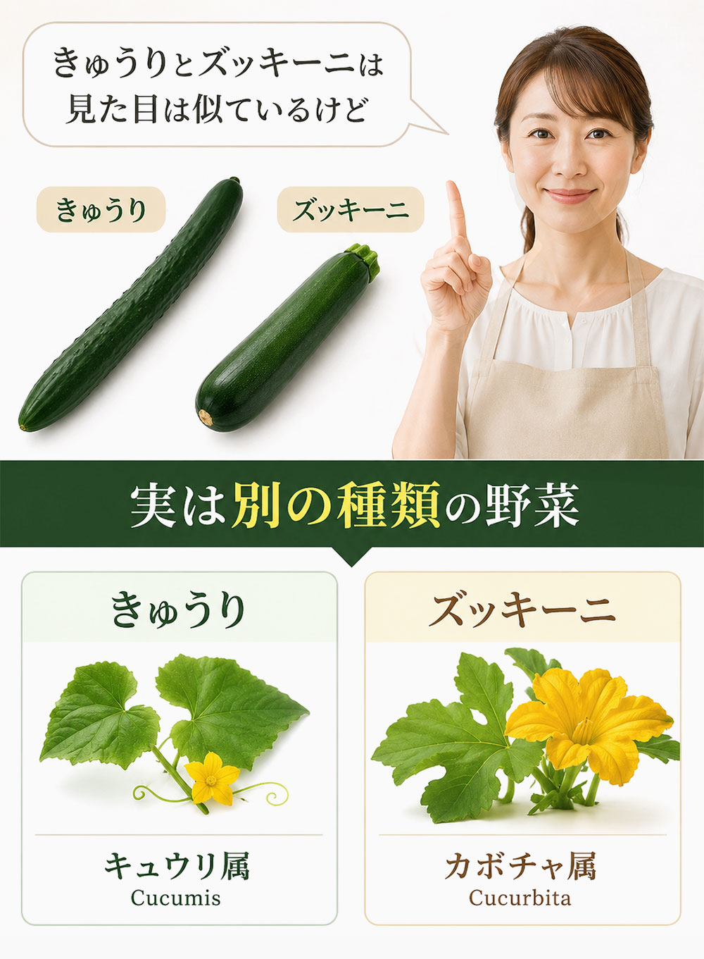 きゅうりとズッキーニは別の種類の野菜