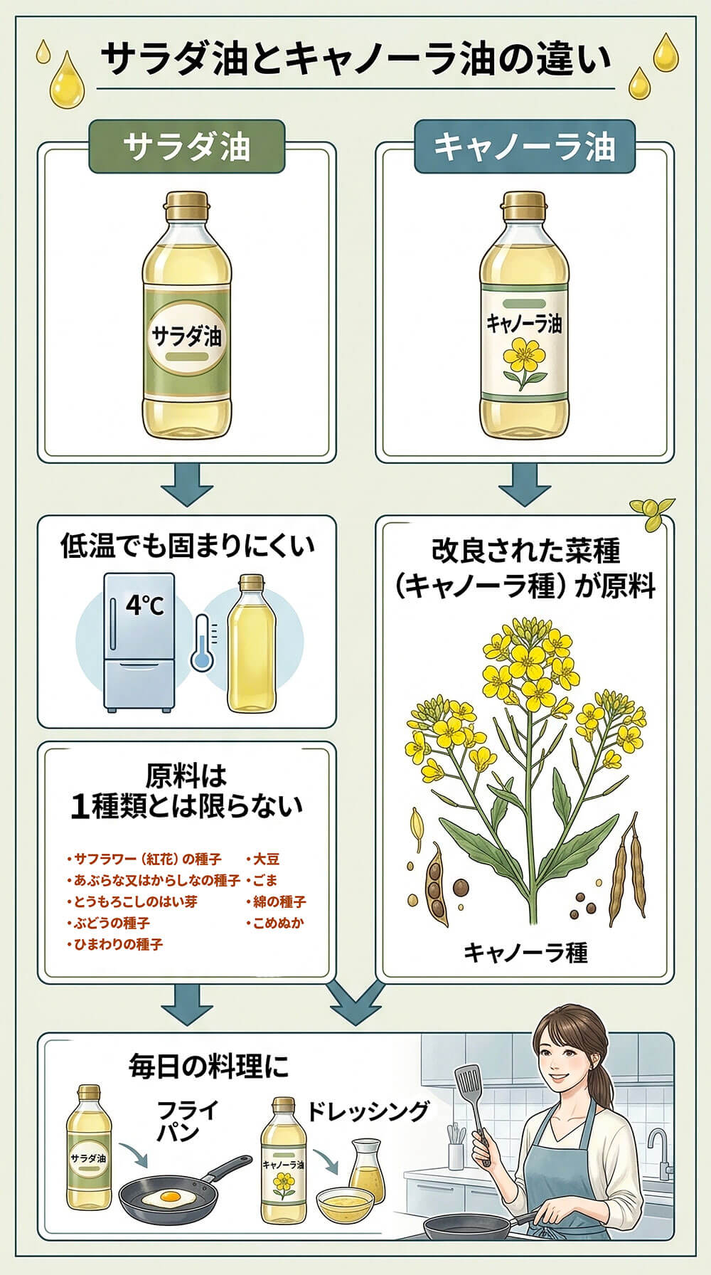 サラダ油とキャノーラ油の違い