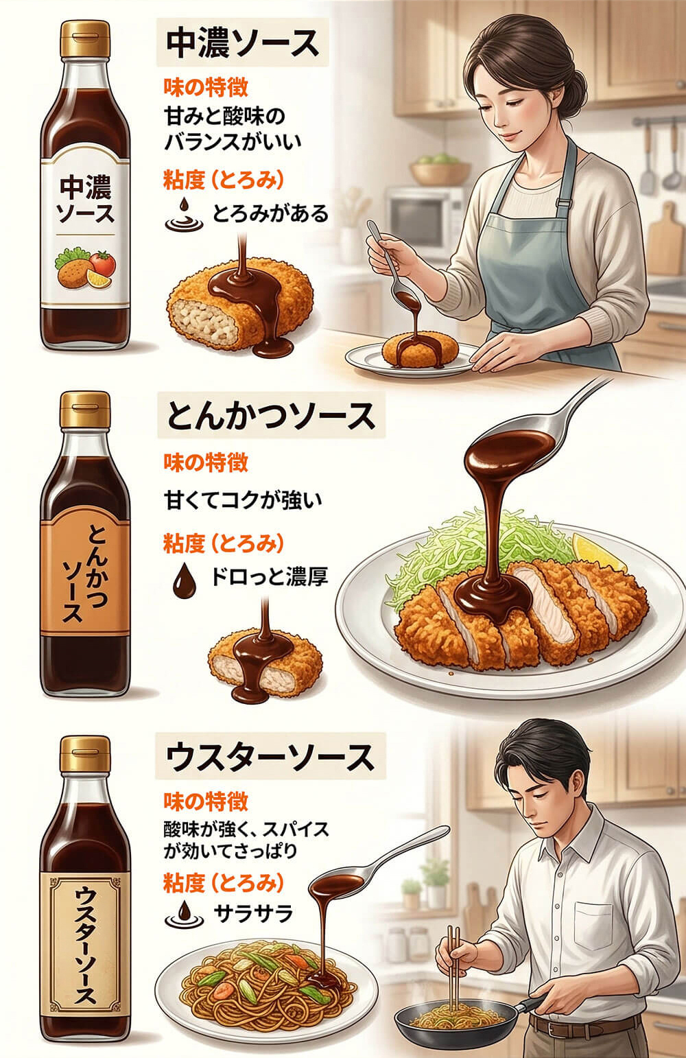 中濃ソース・とんかつソース・ウスターソースの違いををサクッと理解
