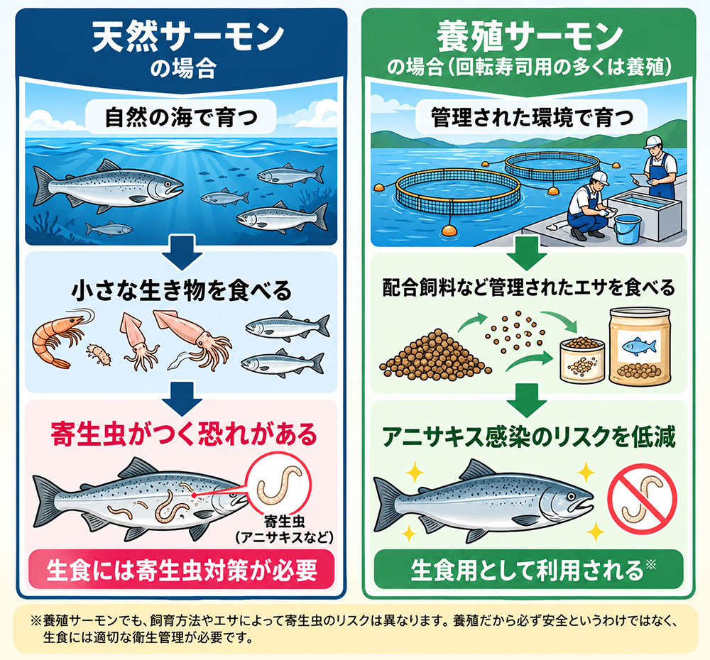 養殖サーモンと天然の鮭の違い